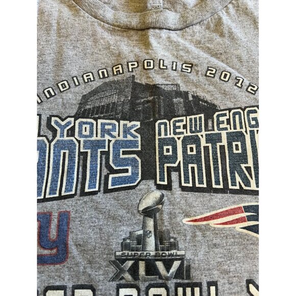 NFL Team Apparel Giants Patriots XLVI 2012 Super Bowl Short Sleeve T-Shirt XL - Picture 3 of 7